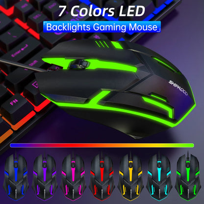 Gaming Keyboard & Mouse, 104 Keys LED RGB Backlit Quiet Computer Keyboard, Multimedia Keys, 26 Anti-Ghosting Keys, Waterproof Light up USB Wired Keyboard for PC Gamers Desktop Computer Laptop,White